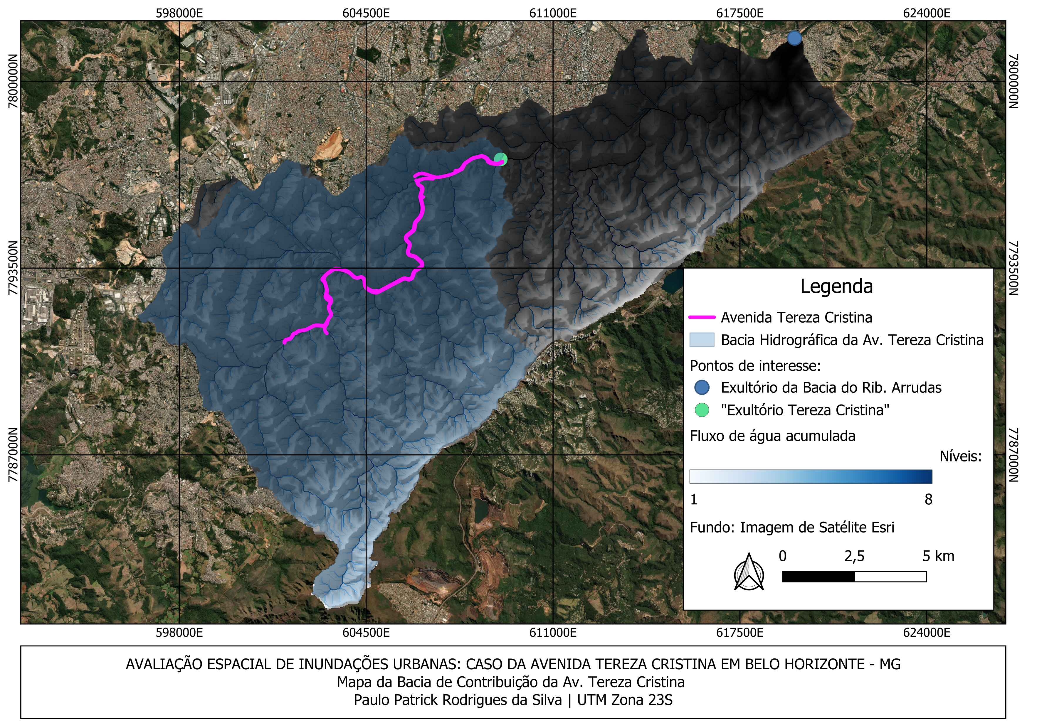 Delimitação da bacia de contribuição